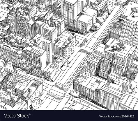 Hand Drawn City Plan Sketch Royalty Free Vector Image