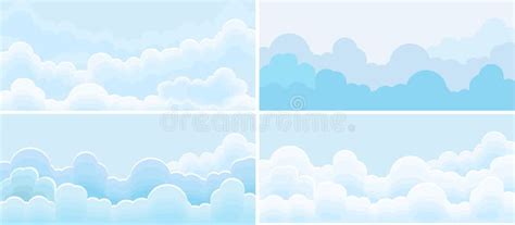 Blue Sky Cloud In Corners Frame Template Cloudy Weather Cloudshape