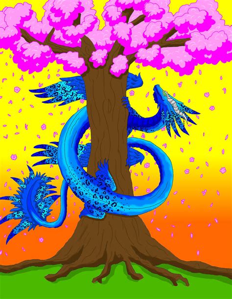 Dragon And Cherry Blossom Tree By Pet808 On Deviantart