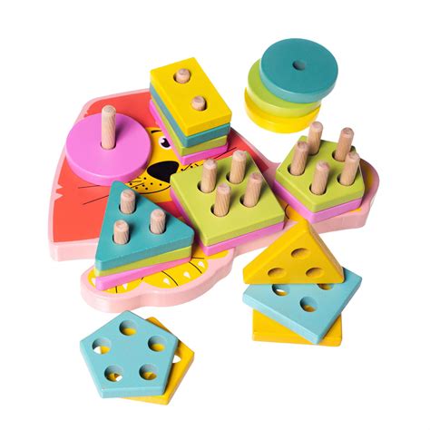 Eliiti 2 In 1 Wooden Stacking Toy And Sorting Puzzle For Toddlers 2 To