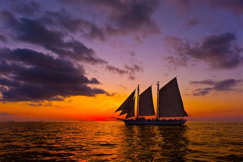 The Schooner Western Union At Sunset Off Key West