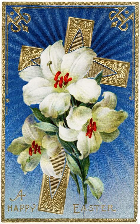 Vintage Easter Card Vintage Easter Easter Postcards Easter Lily