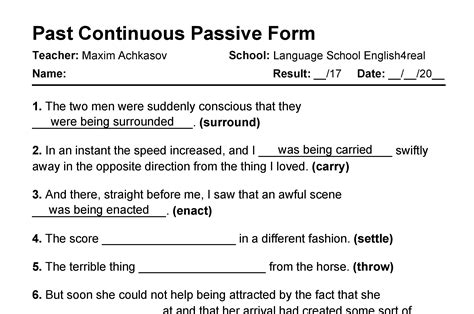 Past Continuous Passive English Grammar Fill In The Blanks Exercises