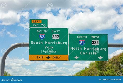 Road Signs On The Highway Pennsylvania Us Editorial Image Image Of