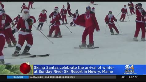 Skiing Santas Celebrate The Arrival Of Winter At Sunday River Youtube