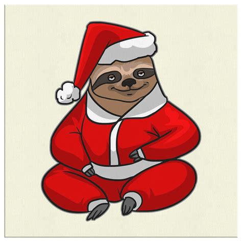 Santa Sloth Wall Decor Canvas, Christmas Gifts for Sloth Lovers | Mini png image