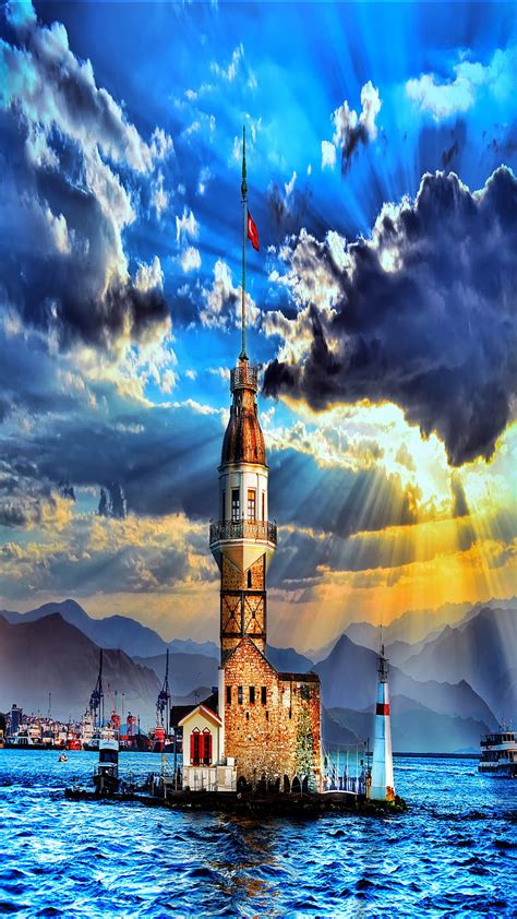 Istanbul Cloud Daylight Kızkulesi Sea Sky Sun Tower Hd Phone Wallpaper Peakpx