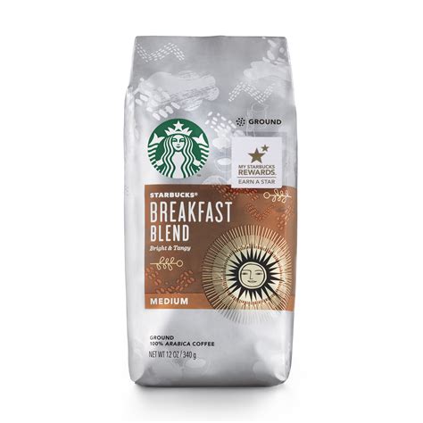 Starbucks Breakfast Blend Medium Roast Ground Coffee 12 Ounce Bag