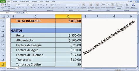 Mundo Financiero Presupuesto En Excel Modelo 1