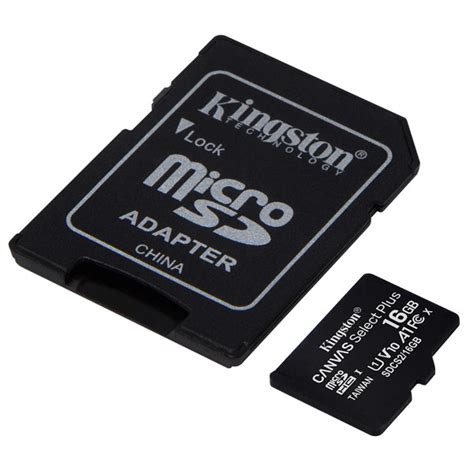 Kingston Sdcs216gb Canvas Select Plus Microsd Card With Adaptor 16gb
