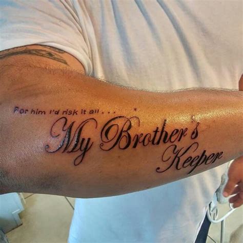 Designing your own tattoo is not as hard as it sounds and it's much more rewarding compared to is it a big or a small design? Fine line Tattoos "My Brothers Keeper" | Brother tattoos ...