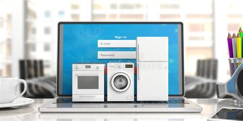 Home Appliances Set And Smart Phone On White Background 3d