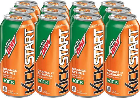 Mountain Dew Kickstart Orange Citrus Carbonated Soft Drink 473 Ml Cans