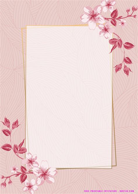 Free Printable Pink Floral Invitation Templates