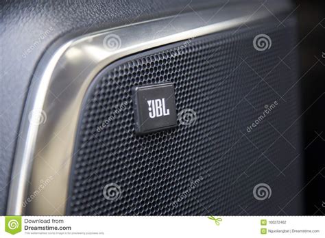 Logo Of Jbl On The Door Of A Car Front Editorial