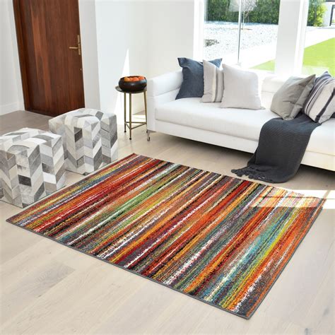 Colorful Rainbow Area Rug 5x7 Modern Rug For Living Room Décor Etsy