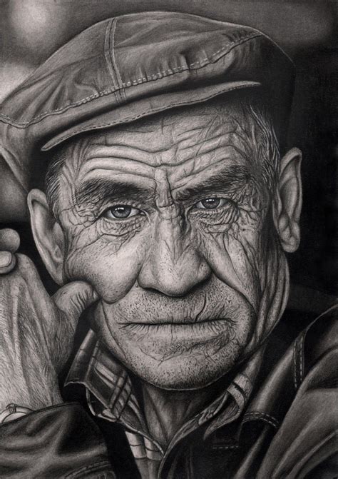 Old Man Graphite Drawing By Pen Tacular On