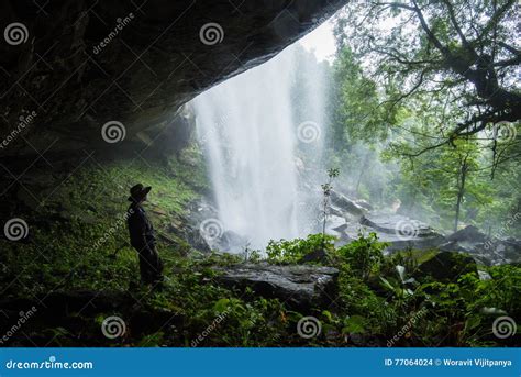 Big Waterfalls And Cave Stock Photo Image Of Groove 77064024