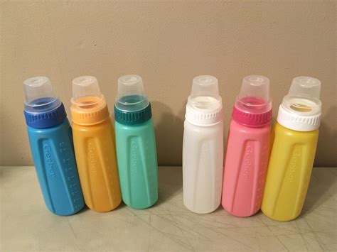 Vintage Gerber Baby Bottles Pastel Colors Plastic Oz No Nipples
