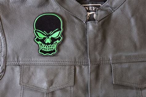 Green Skull Patch Biker Skull Patches By Ivamis Patches