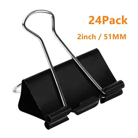 Extra Large Binder Clips 2 Inch 24 Pack Big Paper Clamps For Office