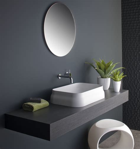Simple plain round table top wash basin. Omvivo | Latis Rectangular Basin | Luxury Solid Surface Basins