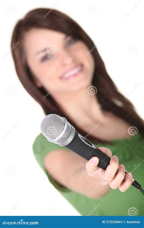 Woman Holding A Microphone Stock Image Image Of Karaoke 27225663
