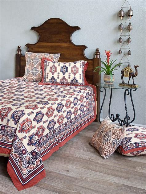 Kilim Bedspread Tribal Print Bedspread Blue And Orange Bedding