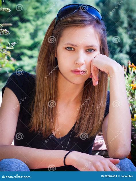 Teenage Girl With Hand On Cheek Stock Photo Image Of Hair Saari