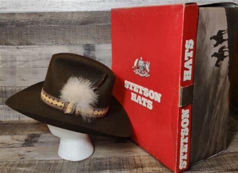 Stetson John B 4x Beaver Cowboy Hat W Rare Vtg Stetson Hatband Sz 6 78