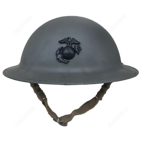 Buy Us Ww1 M1917 Helmet Zc49 With Ww1 Usmc Badge Gray