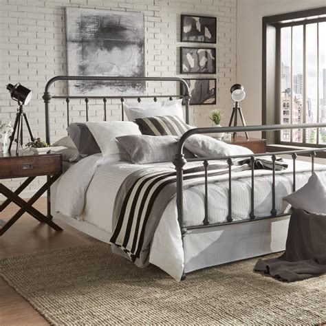New queen size metal pipe bed frame with headboard and footboard. Weston Home Nottingham Metal Queen Bed, Antique Dark ...