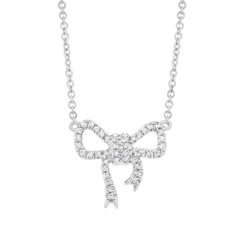 011ct 14k White Gold Diamond Bow Necklace Sc55003685