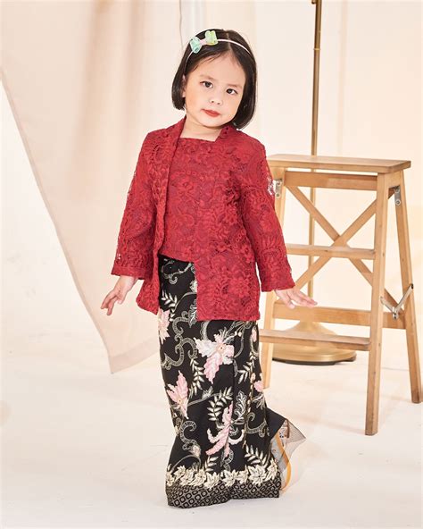 Baju Kebaya Batik Lace Estela Kids Ruby Red Muslimahclothingcom