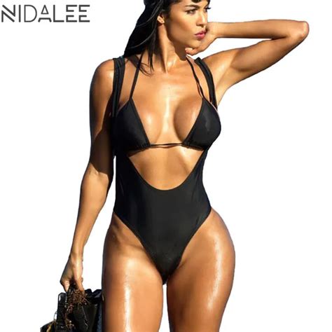 nidalee 2017 new one piece swimsuit women sexy cut out swimwear pad biquini beach wear bodysuit