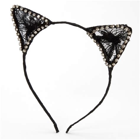 lace cat ears headband black claire s us