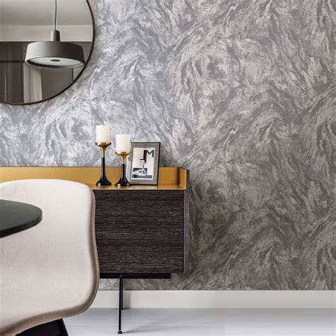 Shop Titania Marble Texture Wallpaper In Pewter From The Polished