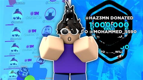 Hazem Donated MILLION ROBUX To An ENTIRE SERVER In Pls Donate Roblox YouTube