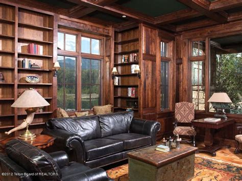 Cabin Library Rustic House House Design Home Library