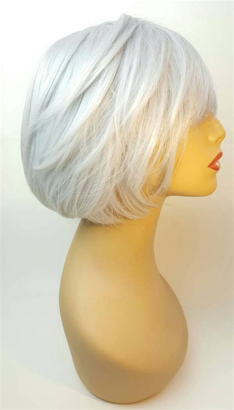 Silver Blonde Bob Wig Short Stacked Bob Wig Soft Face Etsy