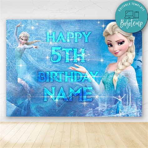 Frozen 2 Birthday Party Banner Backdrop Printable Diy Bobotemp