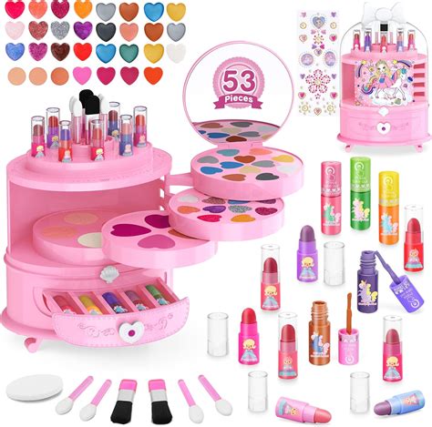 Balnore Kids Makeup Sets For Girls 53pcs Real Washable Make Up Set For