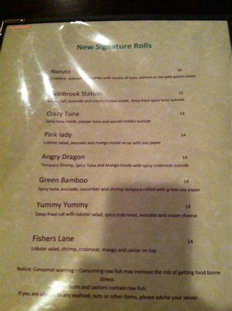 menu at green bamboo asian bistro restaurant rockville