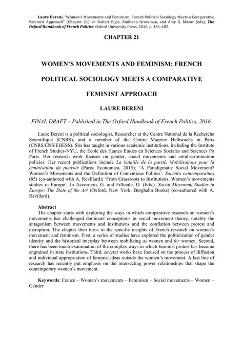 Pdf Womens Movements And Feminism French Political Sociology Meets