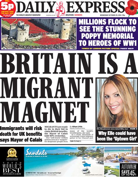 Newspaper Headlines Calais Comments Immigration Mess And Nhs