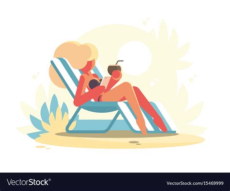 Young Blonde Lying On Chaise Longue Royalty Free Vector