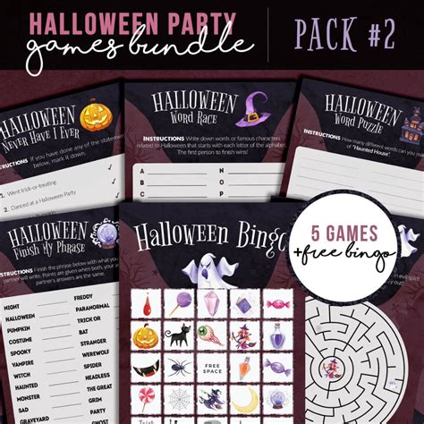 Printable Halloween Games Bundle Printable Activities Free Etsy