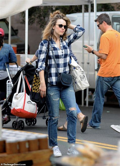 Rachel Mcadams Shows Off Casual Cool Style In Flannel And Ripped Jeans During Farmers Market