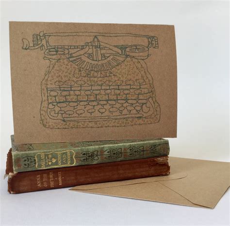 Vintage Typewriter Printed Greetings Card Blank Inside 5 X 7 By