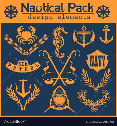 Set Vintage Nautical Labels Icons And Design Vector Image